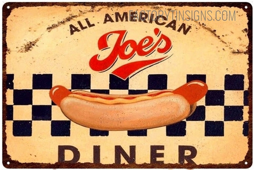 All American Joes Diner Typography Food Vintage Metal Signs Tin Sign for Wall Hanging And Hotel Decoration Design