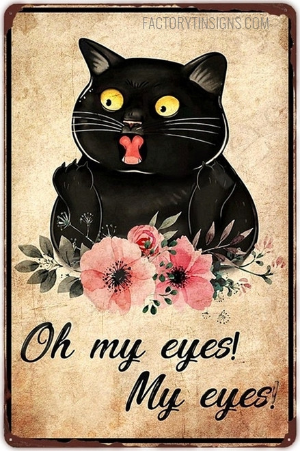 My Eyes Typography Floral Animal Vintage Metal Signs Tin Sign for Wall Hanging And Living Room Wall Décor