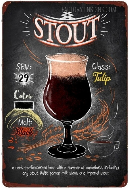 Stout Vintage Typography Poster Cocktails Metal Tin Signs for Pub Bar Decoration Wall Art