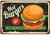 Hot Burgers Vintage Typography Metal Plaque Fast Food Tin Sign Poster for Cafeteria Decoration