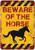 Beware Of The Horse Typography Zoo Animal Vintage Metal Signs Retro Metal Tin Signs For Wall Hanging And Wall Decor