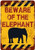 Beware Of The Elephant Typography Zoo Animal Vintage Metal Signs Retro Metal Tin Signs for Wall Décor And Home Decor