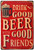 Drink Good Beer with Good Friends Vintage Typography Metal Sign Tin Poster for Pub Bar Restaurant Decor