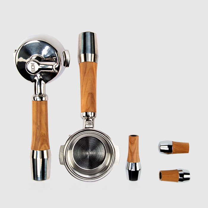 Olive Wood Handle Set with Lever Valves