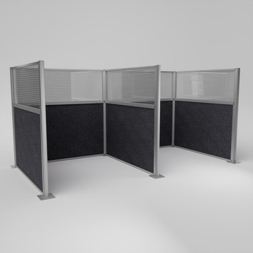 SoundSorb Acoustic Hush Panel™ Cubicle, W Shape, Pre-Configured   SoundSorb Acoustic Hush Panel™ Cubicle, W Shape, Pre-Configured