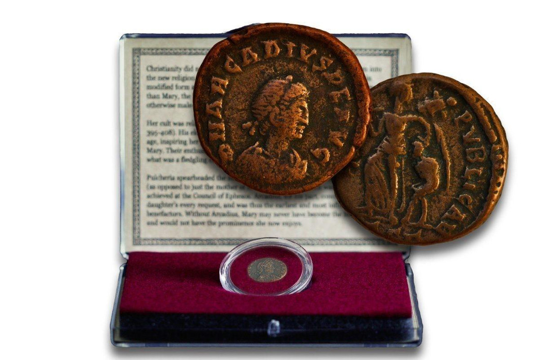 Bullionshark Virgin Mary Coin: Bronze Coin from the Reign of Emperor Arcadius - History Box 