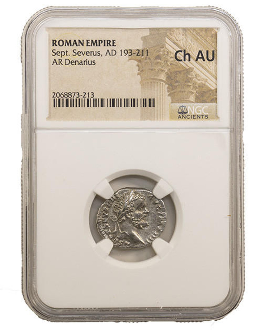 Bullionshark Roman Silver Denarius of Septimius Severus (AD 193-211) NGC (CH-AU) 