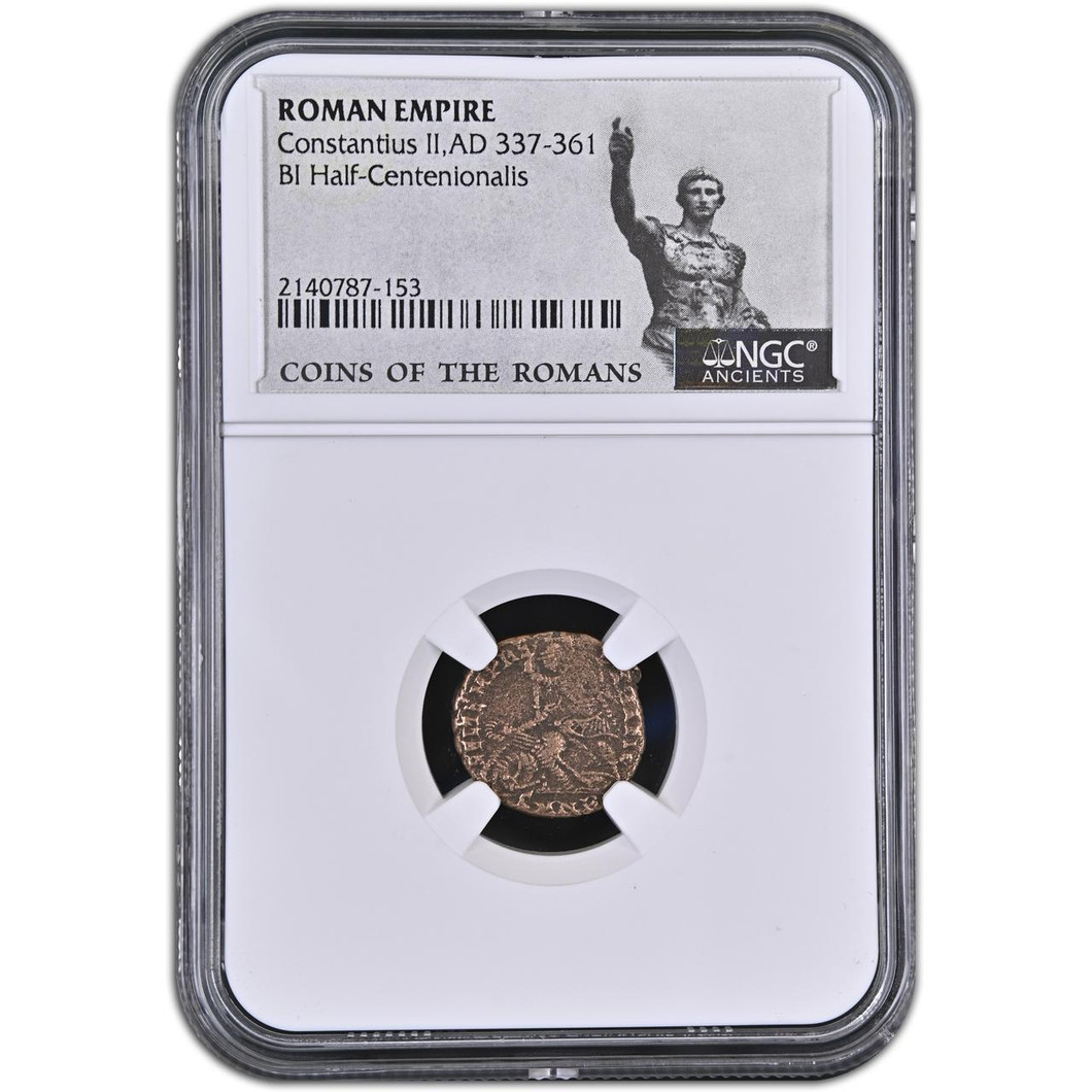 Bullionshark Roman AE of Constantius II (AD 317-361) NGC - The Gladiator Coin 