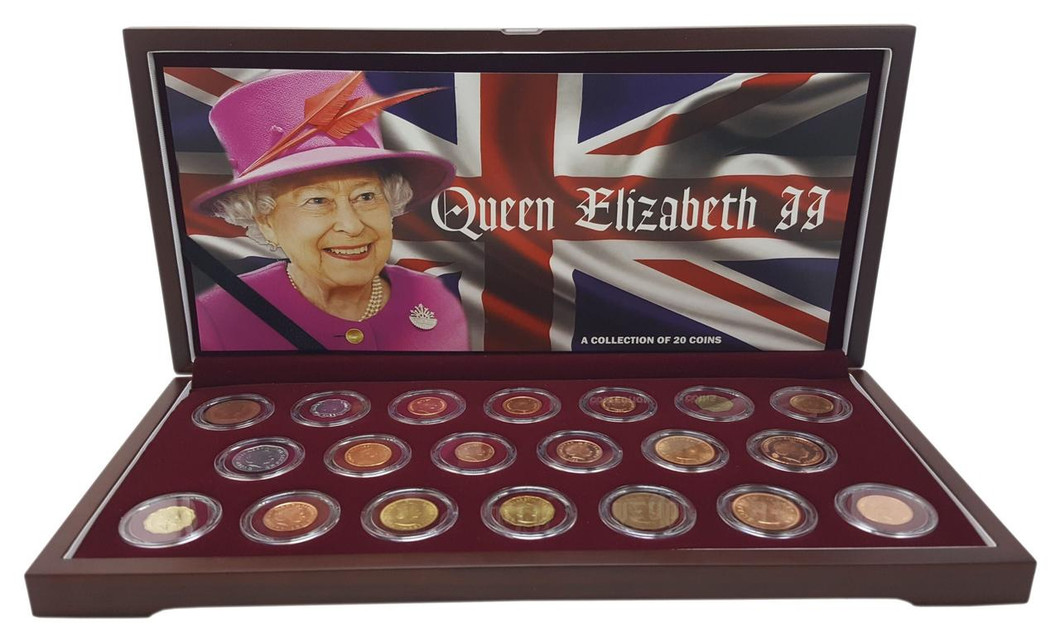 Bullionshark Queen Elizabeth II: A Collection of 20 Portrait Coins (Twenty-Coin Boxed Set) 