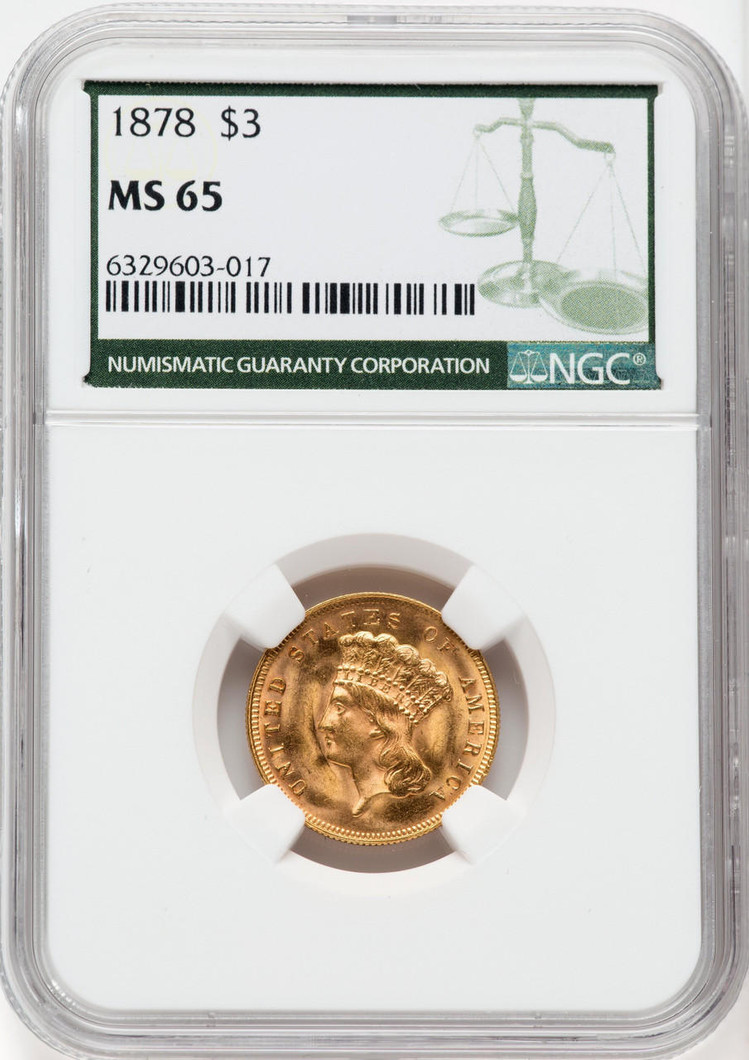 Bullionshark 1878  $3 Gold Princess NGC MS65 - 756364004