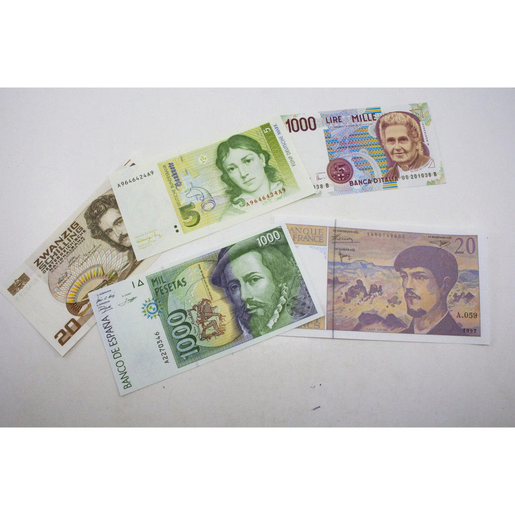Bullionshark Europe: Five Pre-Euro Banknotes (Billfold) 