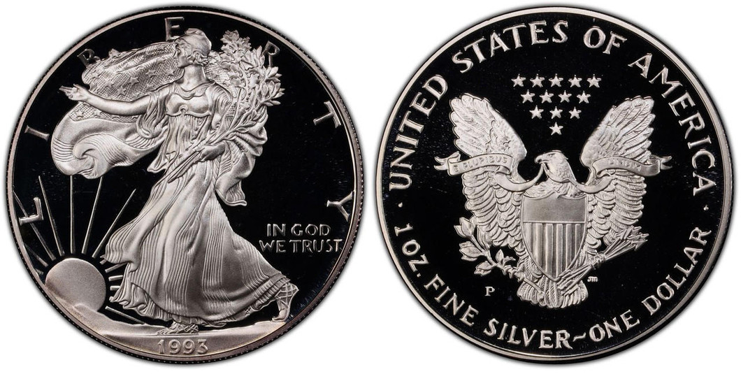 1993-P American Silver Eagle Proof (OGP & Papers) 