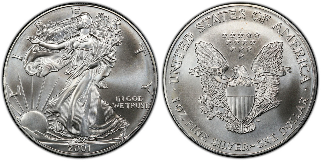 Bullionshark 2001 Silver Eagle Brilliant Uncirculated 