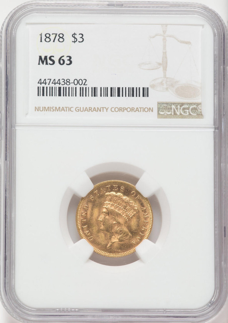Bullionshark 1878  $3 Gold Princess NGC MS63 - 760151015