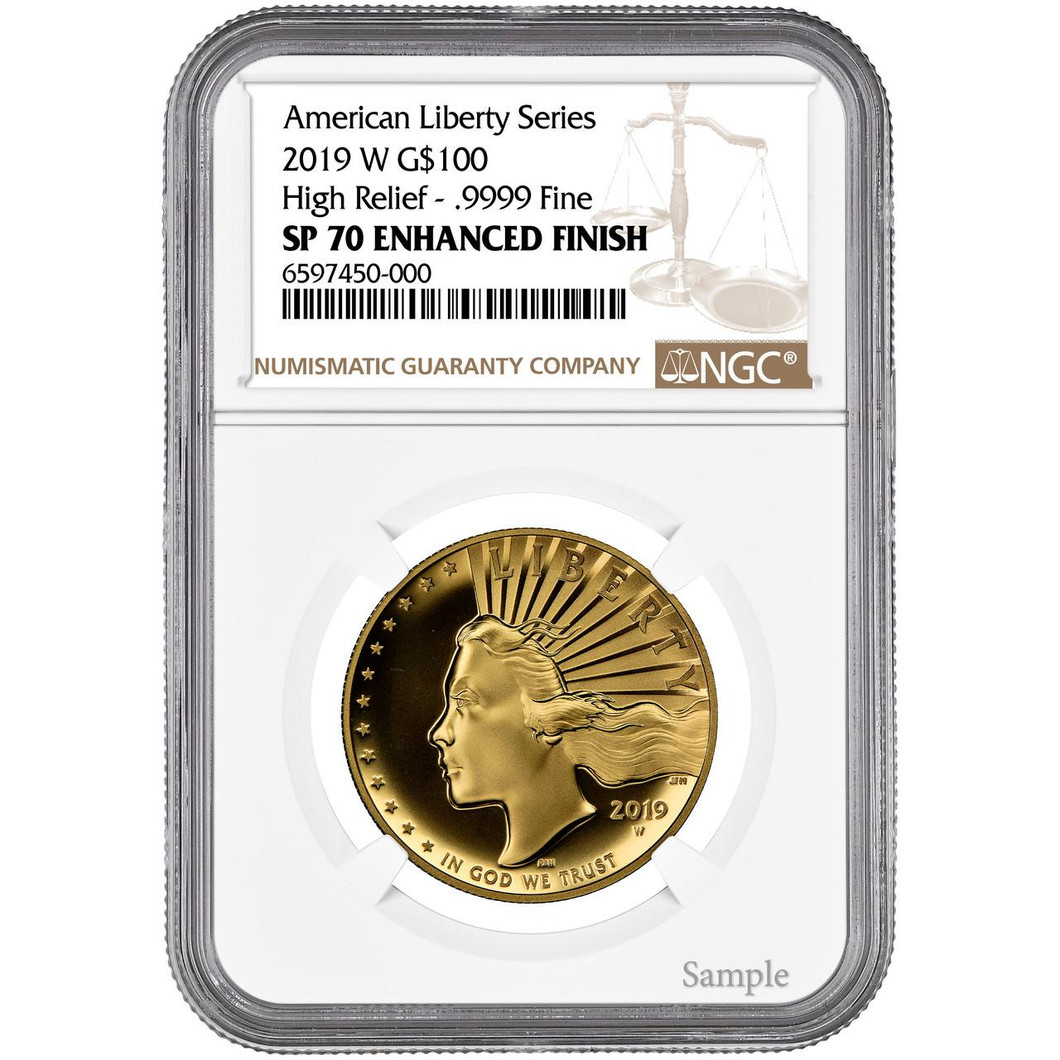 Bullionshark 2019 $100 American Liberty High Relief Gold NGC SP70 Enhanced Finish 