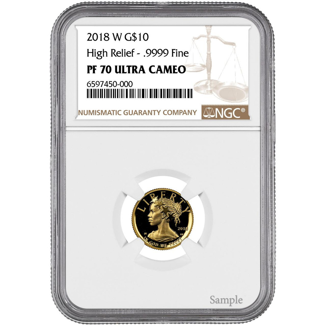 Bullionshark 2018 $10 High Relief Gold NGC PF70 UCAM 