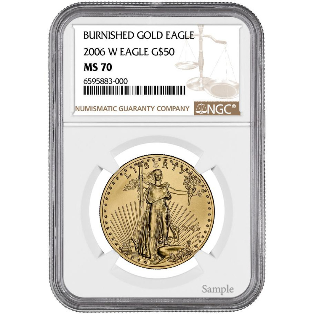 Bullionshark 2006 W $50 Burnished Gold Eagle NGC MS70 