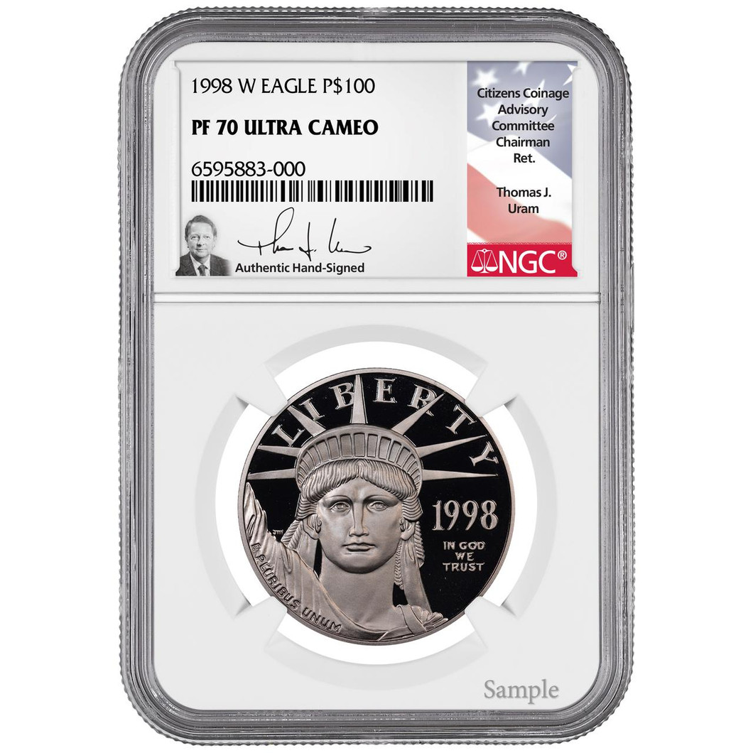 Bullionshark 1999-W $100 Proof Platinum Eagle NGC PF70 Ultra Cameo  Thomas Uram Signed 