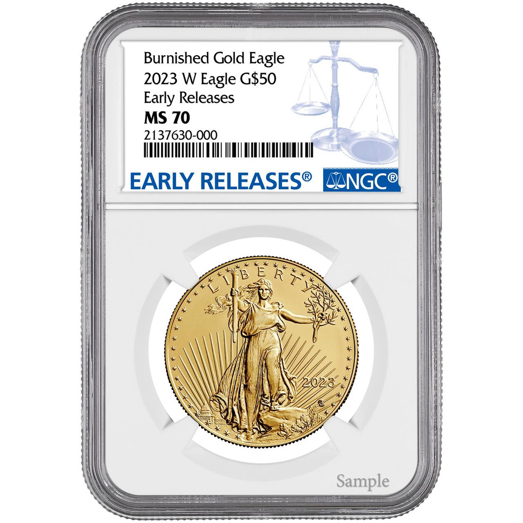 2023-W $50 Burnished Gold Eagle NGC MS70 Early Releases 