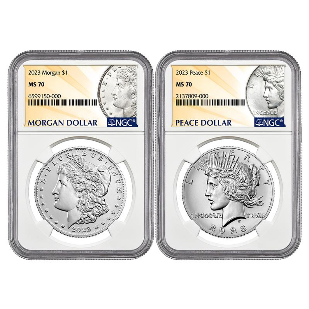 Bullionshark 2023 Morgan & Peace Dollar NGC MS70 - 2pc Set 