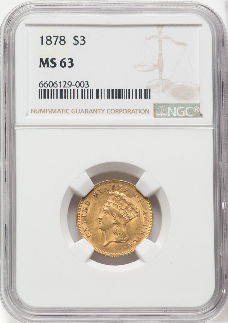 Bullionshark 1878 $3 Gold Princess NGC MS63