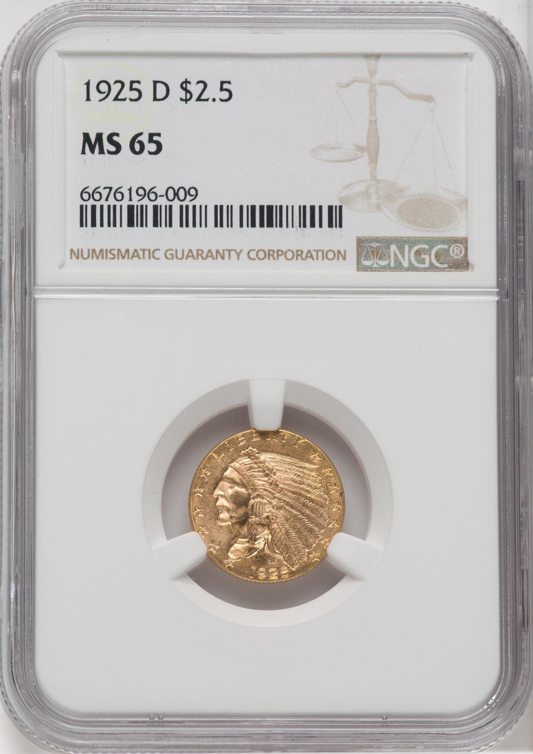 Bullionshark 1925-D $2.50 Gold Indian NGC MS65 - 762929010
