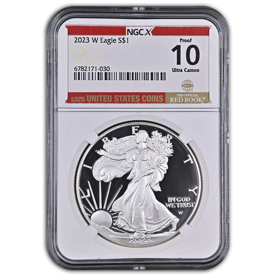Bullionshark 2023 Silver Eagle NGCX PF10 UCAM - Exclusive Redbook Label 