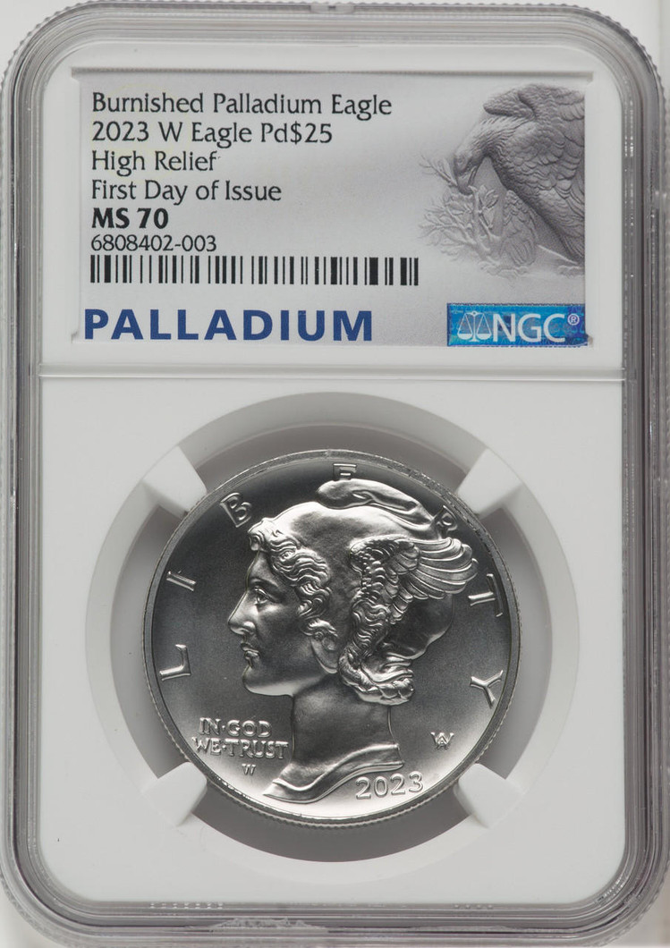 2023-W $25 High Relief Burnished Pallidum Eagle NGC MS70 First Day of Issue