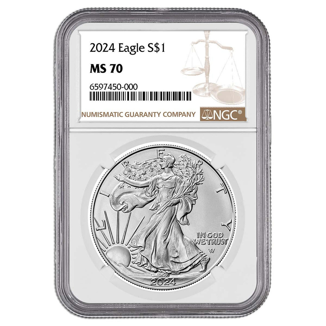 Bullionshark 2024 $1 American Silver Eagle NGC MS70 Brown Label 