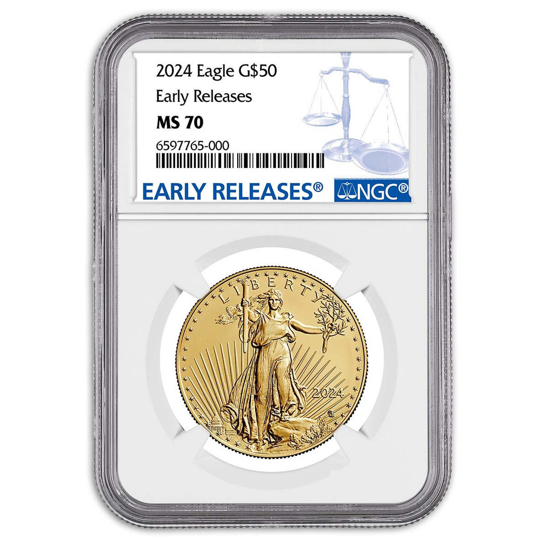 Bullionshark 2024 $50 American Gold Eagle 1 oz NGC MS70 ER Blue Label 