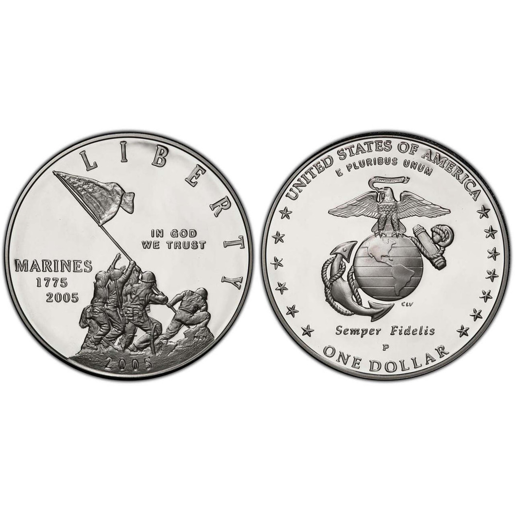 Bullionshark 2005 Marines Dollar GEM Proof 