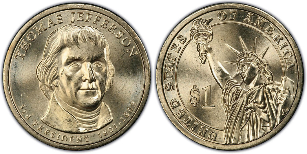 Bullionshark 2007-D Thomas Jefferson Presidential Dollar 