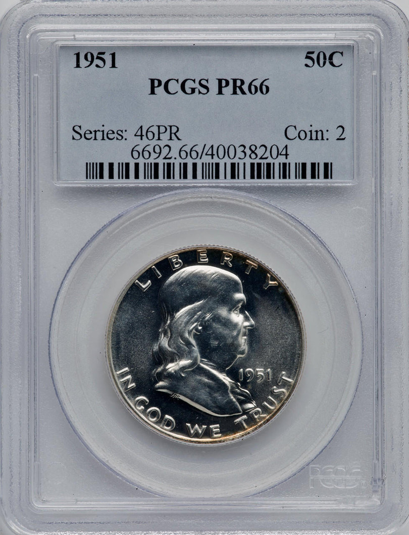 1951 50c Franklin Half Dollar  PCGS PR66