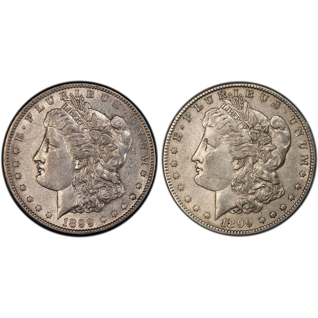 Bullionshark 1899-O "Micro O" & "Regular O" Morgan Dollar 2pc Set 