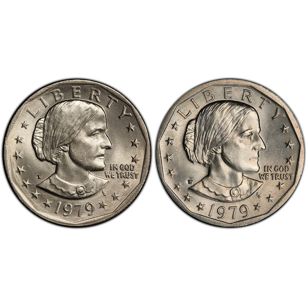 Bullionshark 1979 "Near" & "Wide" Rim Susan B. Anthony Dollar 2pc Collection 