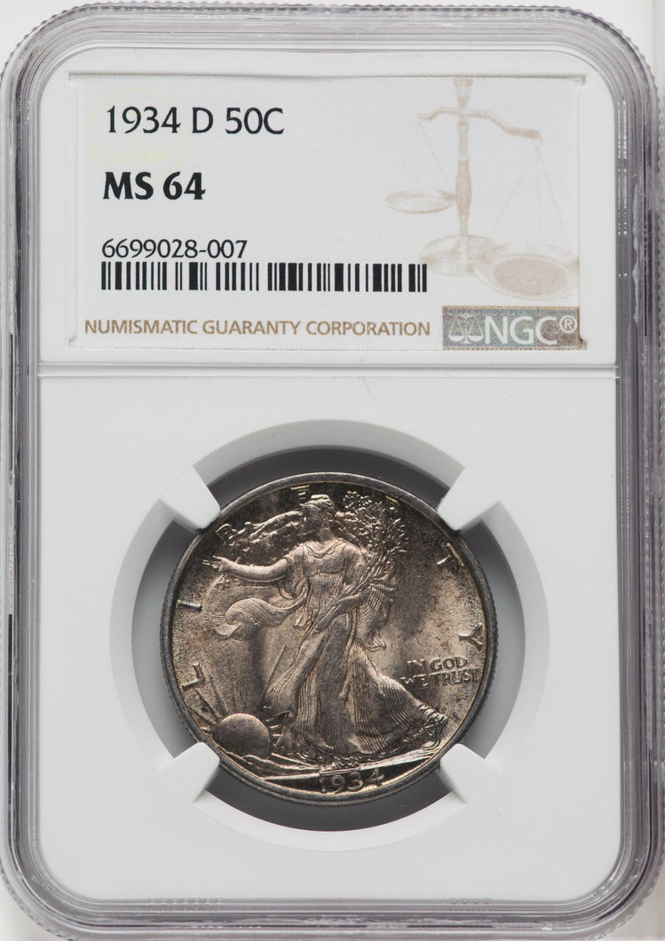 Bullionshark 1934-D Standing Liberty Quarter NGC MS64 