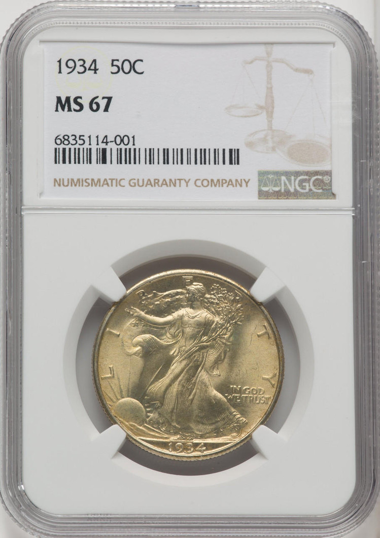 Bullionshark 1934 Standing Liberty Quarter NGC MS67 