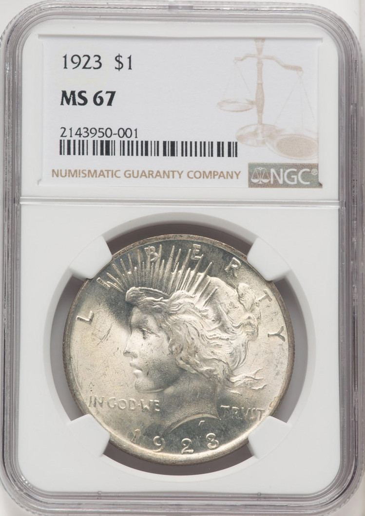  1923 Peace Silver Dollar NGC MS67 