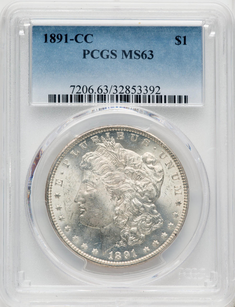  1891-CC Morgan Silver Dollar PCGS MS63 