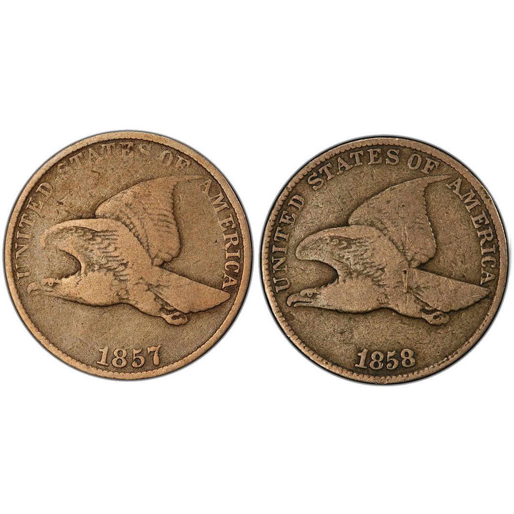 Bullionshark 1857 & 1858 Flying Eagle 2pc Collection 