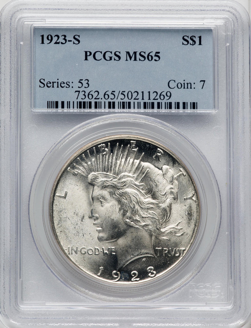 Bullionshark 1923-S Peace Silver Dollar PCGS MS65 - 767563070 