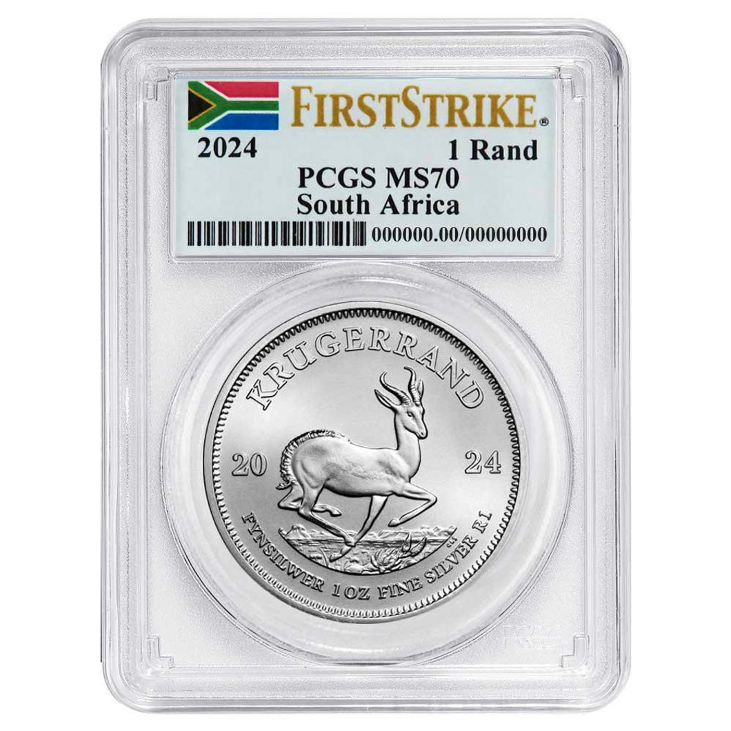 Bullionshark 2024 1 oz Silver Krugerrand PCGS MS70 First Strike 