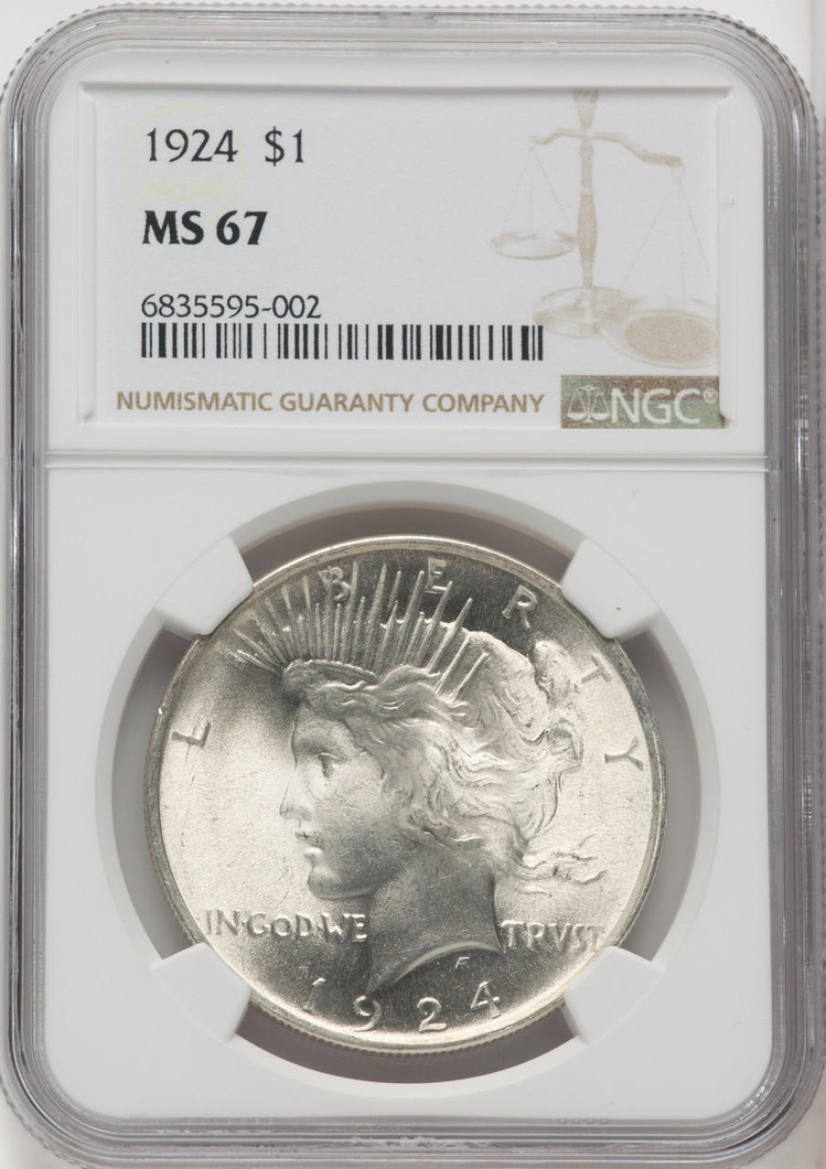 Bullionshark 1924 Peace Silver Dollar NGC MS67 - 764008046 