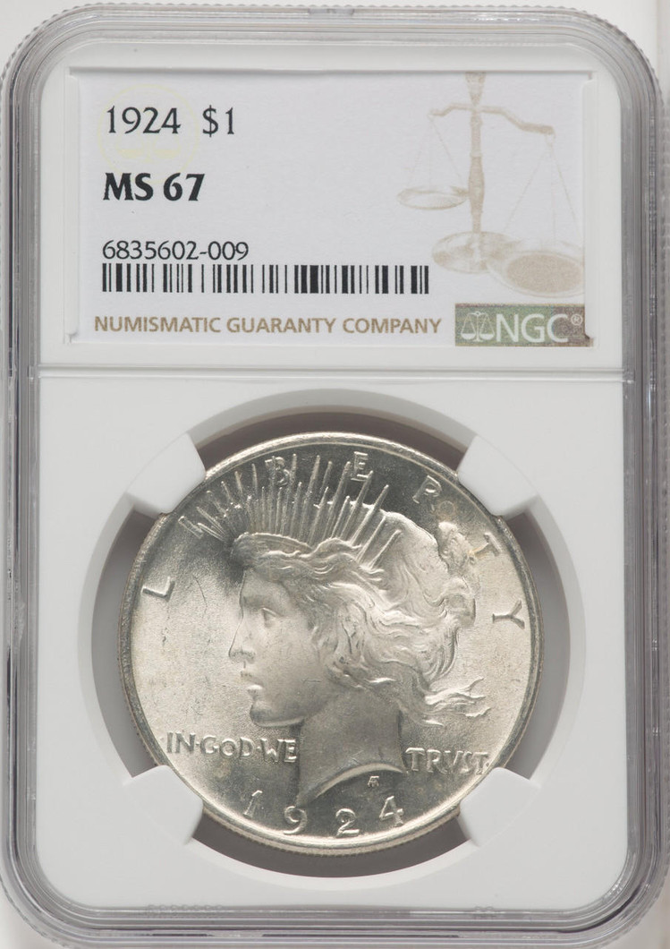 Bullionshark 1924 Peace Silver Dollar NGC MS67 - 766594011 