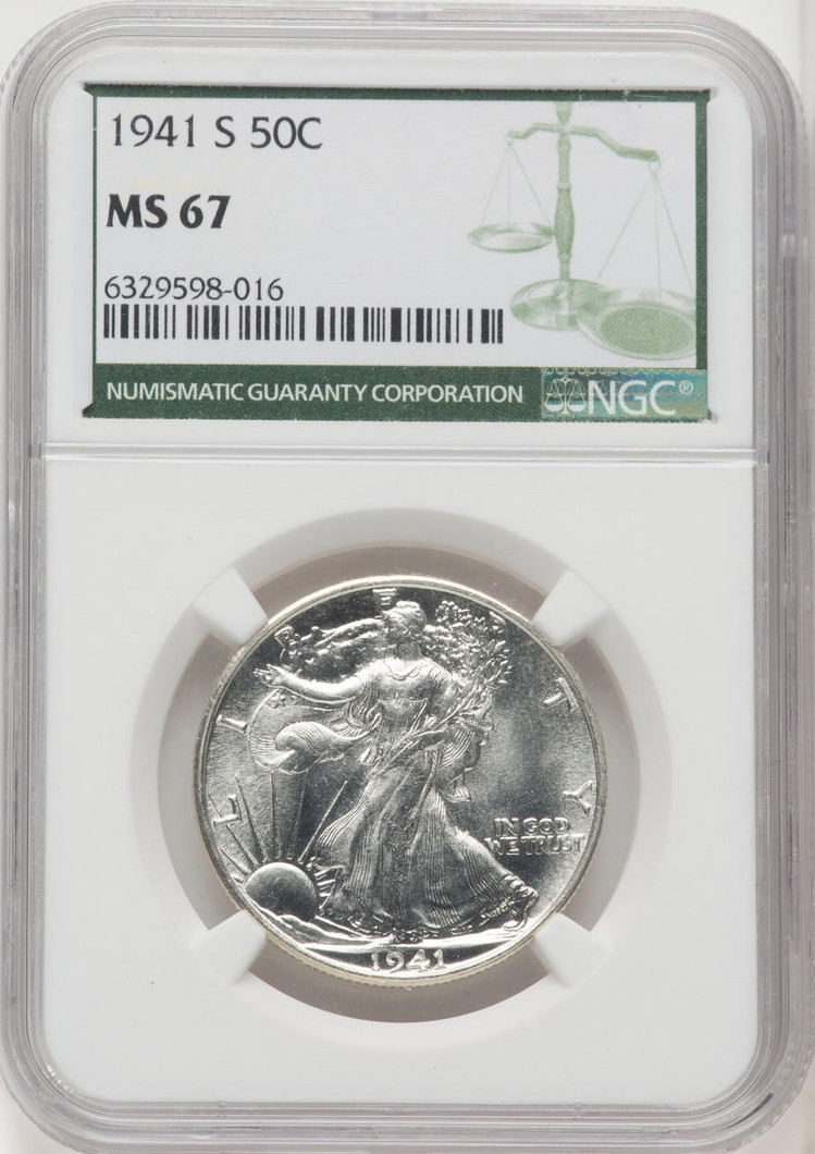 Bullionshark 1941-S Walking Liberty Half Dollar NGC MS67 