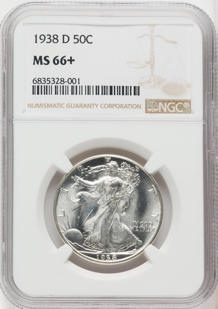 Bullionshark 1938-D Walking Liberty Half Dollar NGC MS66+ 