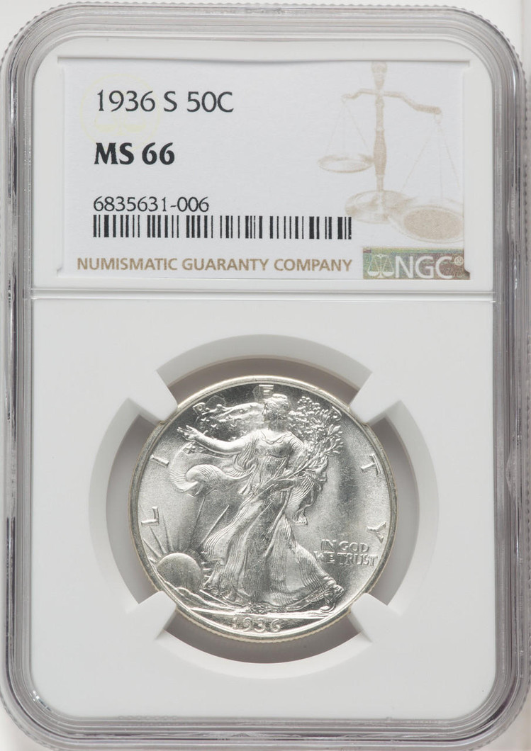 Bullionshark 1936-S Walking Liberty Half Dollar NGC MS66 