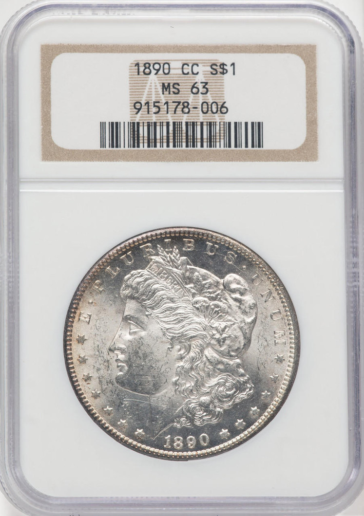 Bullionshark 1890-CC Morgan Silver Dollar NGC MS63