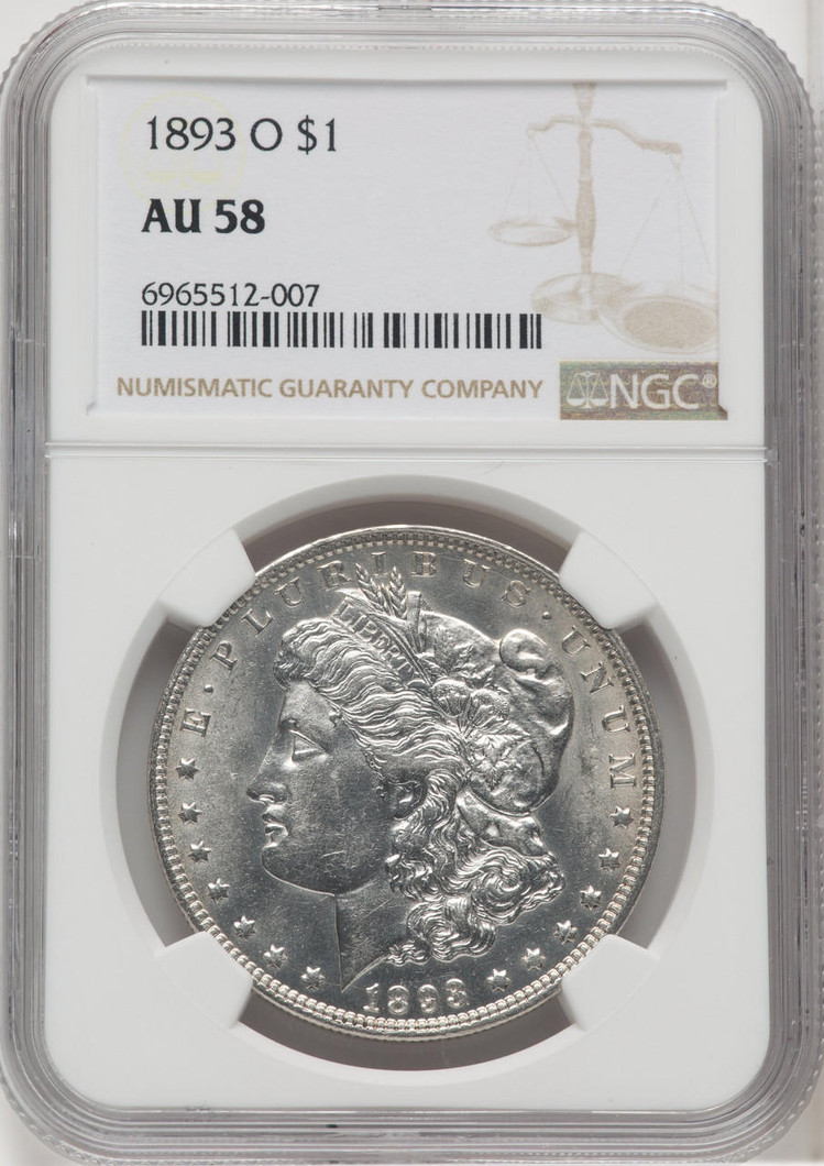 Bullionshark 1893-O Morgan Silver Dollar NGC AU58 - 768282004 