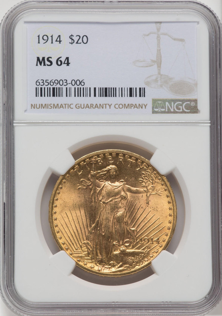  1914 $20 Saint Gaudens NGC MS64 